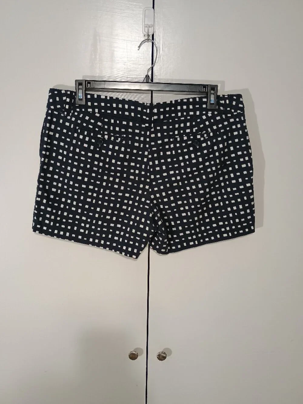 Tommy Hilfiger Women’s Size 16 Navy White Geometric Print Cotton Shorts Preppy